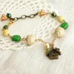 Dawn In The Wood, Fall Colors Bracelet In Green..