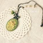 Delicacy, Flower Cameo Necklace In Cream White And..