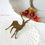 Woodland Secrets, Autumn Deer Necklace, In Amber..
