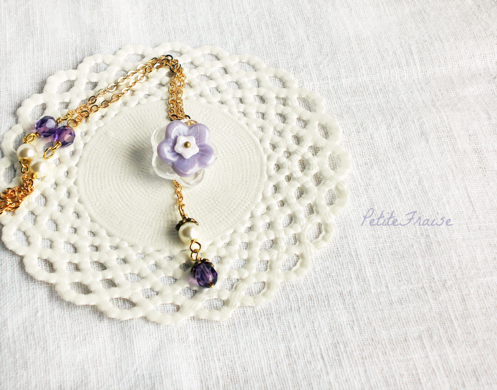 Winter Miracle, Glass flowers necklace, Winter fashion